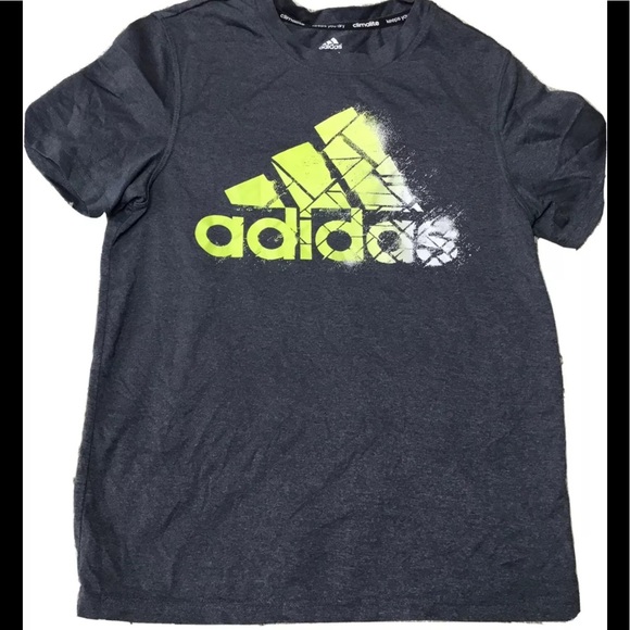 ADIDAS Boys size 10/12 CLIMATE 3 STRIPE SHIRT - Picture 1 of 3